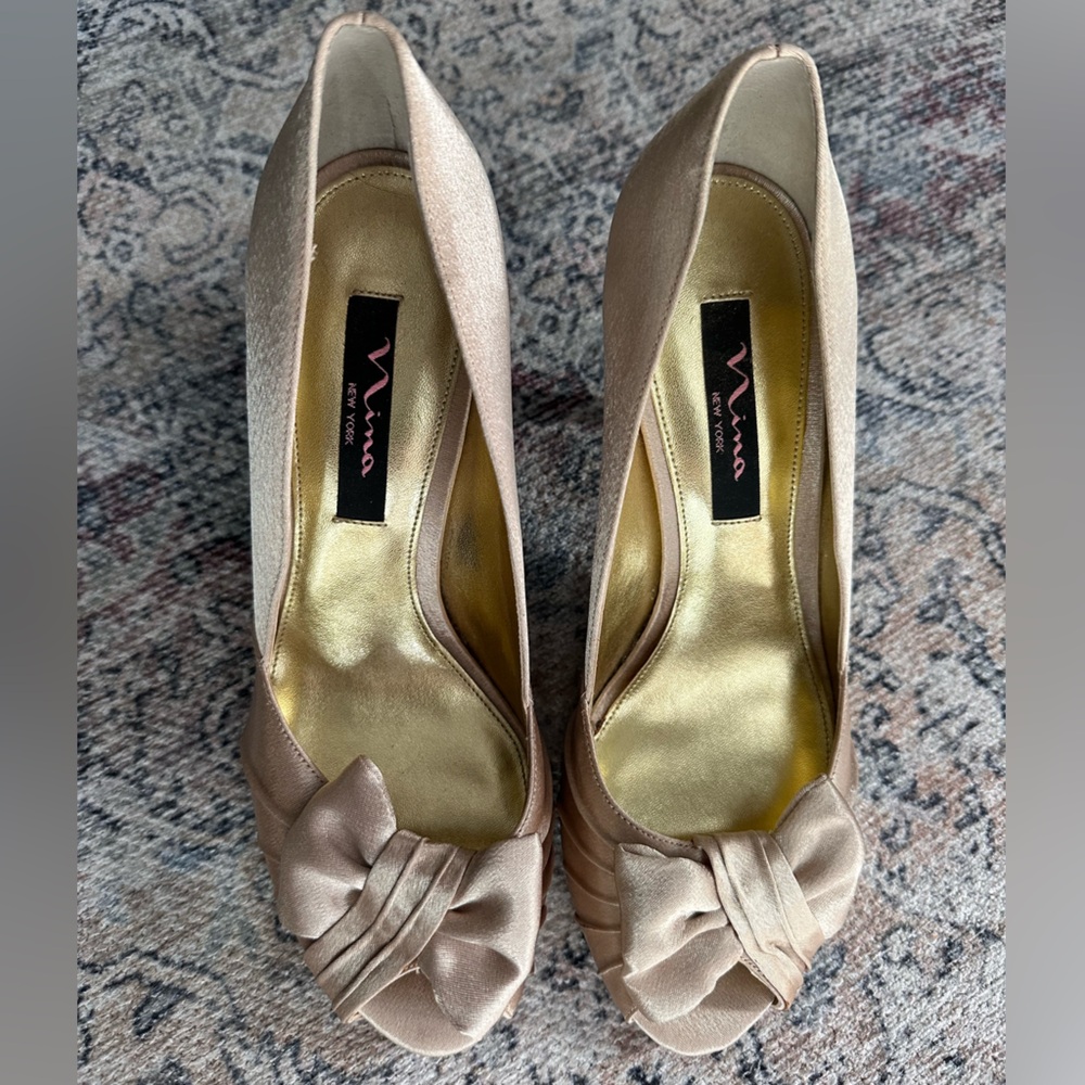 Nina Peau de Soie Peep Toe Heels